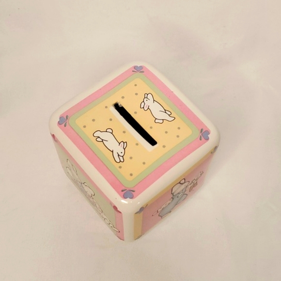 Easter 1990 Vintage Bank Daisy Kingdom Ceramic Rabbits Bank Bunnies Piggy Bank - Picture 3 of 5